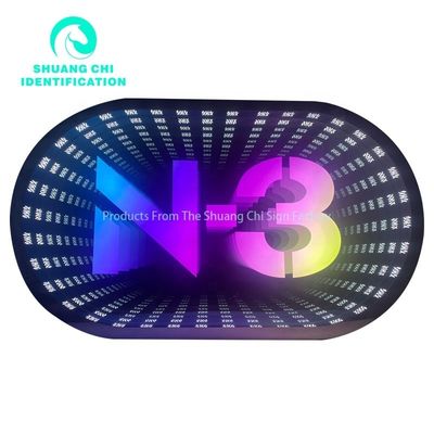 Duurzaam metalen frame Custom Infinity 3D Mirror Neon Dansvloer voor DJ Disco Party