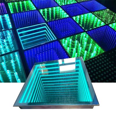 Buiten huwelijksfeest Glas dansvloer met 3D neon spiegel licht en RGB kleur mengsel