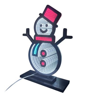 Stroomkabel Dubbelzijdige Infinity Mirror LED licht Acryl Magic Mirror Kerst sneeuwman