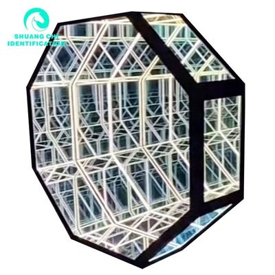 Gepersonaliseerde grootte Glasmateriaal Neonspiegel voor technologisch licht en schaduw oneindig