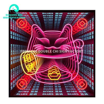 3D-stereo-wand-/vloer-staande afgrondspiegel in aanpasbaar rood-blauw-groen neon