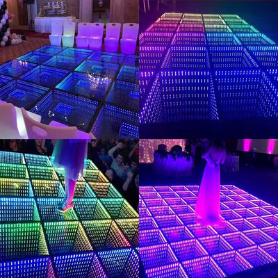 3D Infinity LED Spiegel Dansvloer Voor trouwfeest Ondersteuning Dimmer Brick Lights