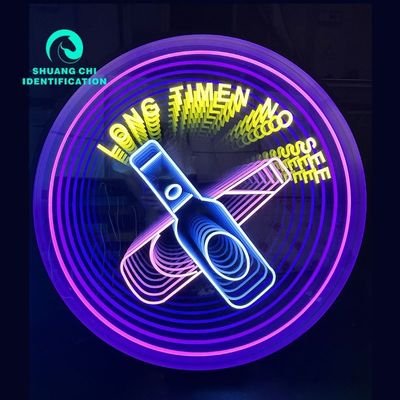 Op maat gemaakte reclame Lichtgevende woorden Infinity Mirror Neon Schild met 3D Realistisch Neon Licht