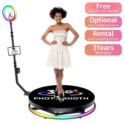 LED 360 Photo Booth Verhuur Draaiend Gratis Logo Selfie Prop voor bruiloften en feesten