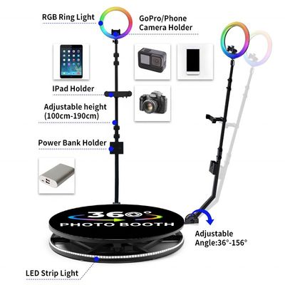 Roterende standlengte 80-120 cm Event foto stand met luslicht en 360 video camera