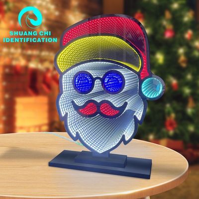 40cm Custom Kerst Neon Abyss Mirror Santa Infinity Mirror Sign Lights voor de feestdagen