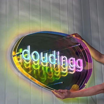 Multi-Layer Mirror 3D Neon Sign Mirror met Custom Color Gradient LED Logo Perfect