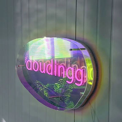Multi-Layer Mirror 3D Neon Sign Mirror met Custom Color Gradient LED Logo Perfect