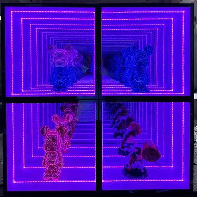 LED lichtgevende infinity mirror display kast voor meubels wijnbar in rood wit blauw
