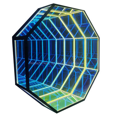 Gepersonaliseerde Neon Infinity 3D LED-optische illusie-vloerspiegel Verhoog uw huisversiering