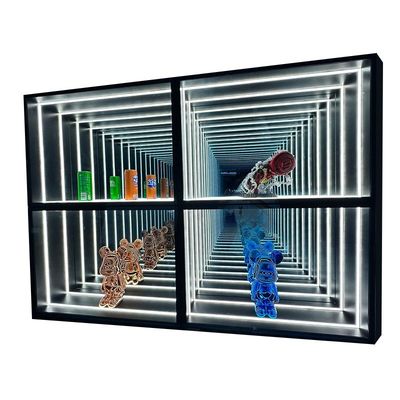 Aanpasbare kleuren Infinite Abyss Mirror Display Case voor thuis- en commerciële ruimtes
