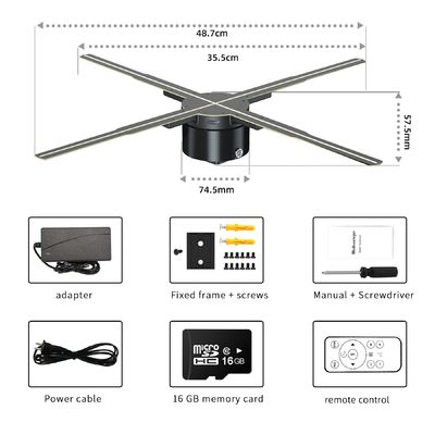 24 uur reactietijd Design Indoor LED Hologram Projector voor 3D Holographic Fan