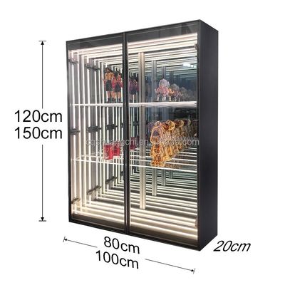 Aanpasbare kleuren Infinite Abyss Mirror Display Case voor thuis- en commerciële ruimtes