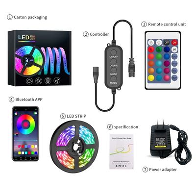 12V 50ft 15M 5050 RGB LED Strip Muziek synchronisatie Kleur veranderen met afstandsbediening en app