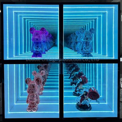 Huwelijksfeest Decoratie Custom LED Glas Neon met spiegel Display Case Decoraties