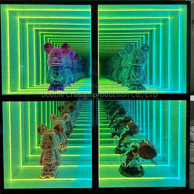 Huwelijksfeest Decoratie Custom LED Glas Neon met spiegel Display Case Decoraties