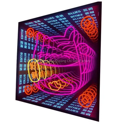 Rode Infinity Mirror Neon licht esthetisch en 80lm/w licht efficiëntie voor functioneel