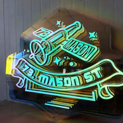 Aanpasbare kleuren 3D LED Infinity Effect Mirror Light Neon Sign met glasmateriaal