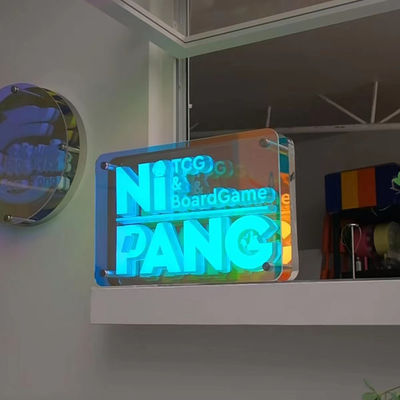 Aanpasbare kleuren 3D LED Infinity Effect Mirror Light Neon Sign met glasmateriaal