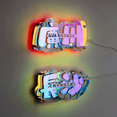 Aanpasbare kleuren 3D LED Infinity Effect Mirror Light Neon Sign met glasmateriaal