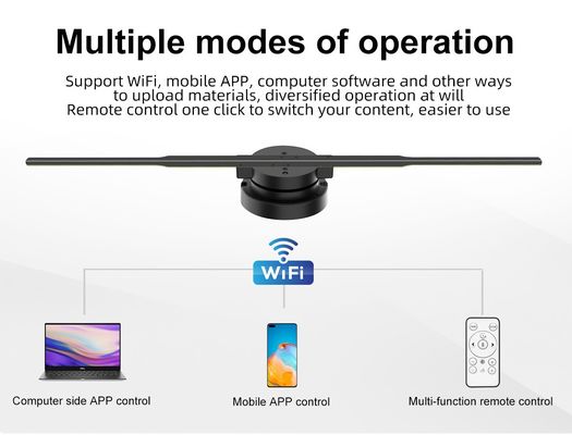 Holografisch LED-advertentiebeeldscherm 8 bladden 3D-hologramprojectorventilator met app-besturing