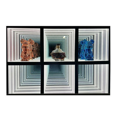 Gepersonaliseerde grootte Fashion Light Up 3D LED Infinity Mirror Display Case voor trendy items