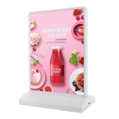 Oplaadbare A4 Acrylische flitsende led tafelmenubalk voor restaurantkaarten