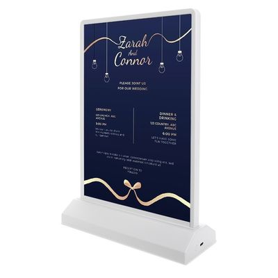 Oplaadbare A4/A5 Acrylische flitsende led tafelmenu Restaurant kaart display holder stand
