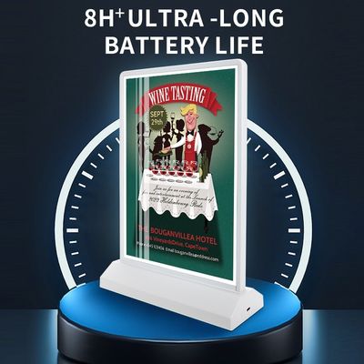 A4 / A5 oplaadbare acryl led tafelmenu display holder met 8000K kleurtemperatuur