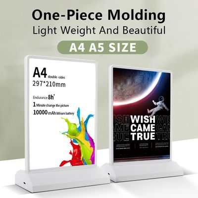 A4 / A5 oplaadbare acryl led tafelmenu display holder met 8000K kleurtemperatuur