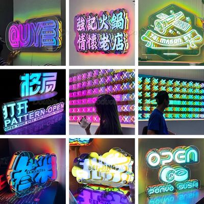 Custom Neon Lights LED Letters Signs Infinity Mirror Light Box voor reclame binnen
