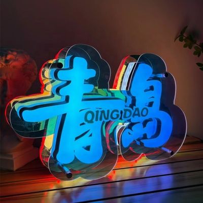 Custom Designs Infinity Mirror Logo Rgb Neon Sign Light Boxes voor reclame binnen