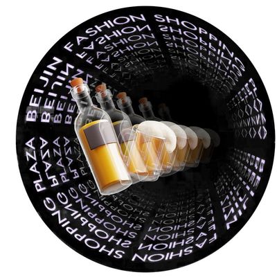 Custom LED Sign Animation met Holographic Fan 3D Infinity Mirror in kleurrijk ontwerp