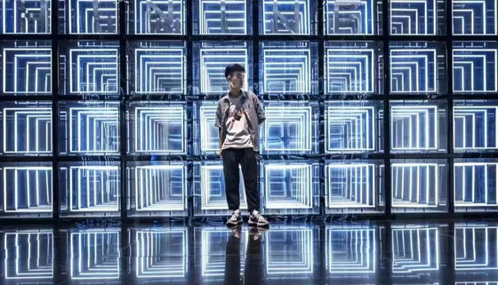 AC stroomvoorziening Neno lichten Geanimeerd Logo Image Afspelen Afstandsbediening Hologram Fan Infinity Mirror