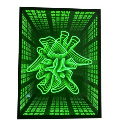 Op maat gemaakt roestvrij staal Infinity Glow Multi-Layer Effect Mirror LED 3D Neon Sign