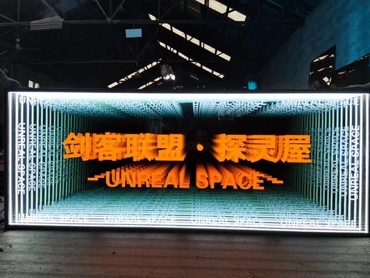 Op maat gemaakt roestvrij staal Infinity Glow Multi-Layer Effect Mirror LED 3D Neon Sign