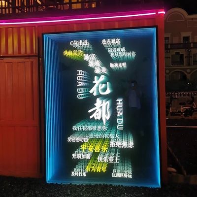 Moderne kunst ontwerpen roestvrij staal led spiegel met onbeperkte RGB gloed aanpassing